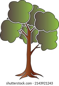 Ilustración de roble con raíces