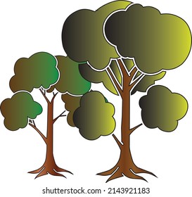 Illustration Oak Tree with Roots for greening
