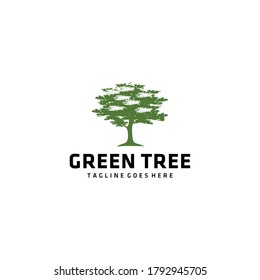 Illustration Oak tree vintage sign logo design template 