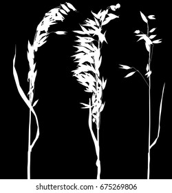 illustration with oat silhouettes isolated on black background