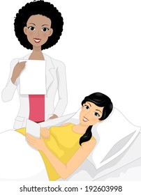 Illustration of an Ob-Gyne Discussing the Result of the Ultrasound with Her Pregnant Patient