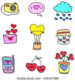 Illustration of object with love doodles