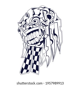 illustration of the object using the steampunk style in red gold and gray