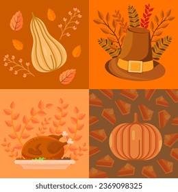 illustration of objects on happy thanksgiving day