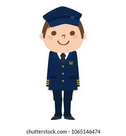 Illustration of occupation.The captain of a man working with a smile.