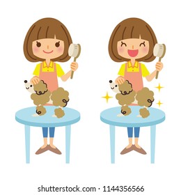 Illustration of occupation. / Pet trimmer.
