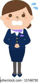Illustration of occupation.Female flight attendant.She is very upset.