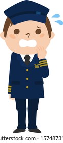 Illustration of occupation.Male pilot.He is very upset.