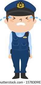 Illustration of occupation.Male police officer. Crying man.