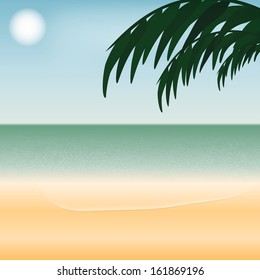 Illustration of ocean beach. Vector