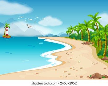 Illustration of an ocean view during the day