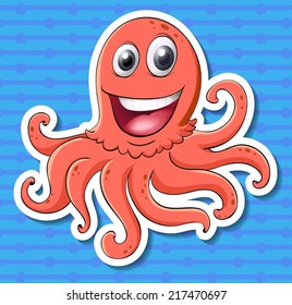 Illustration of an octopus with background