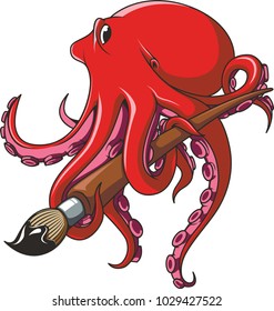 Illustration of Octopus with Brush