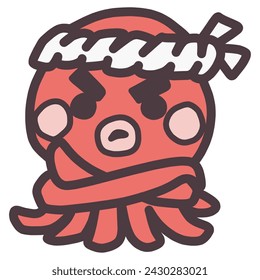 Illustration of an octopus character from a takoyaki restaurant that looks like a stubborn old man.