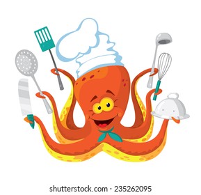 illustration of a octopus cook