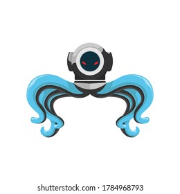 illustration of octopus in diver's helmet vector