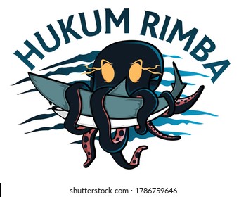 illustration of an octopus eating a shark, great for t-shirt design
