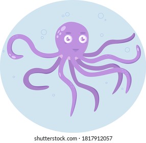 illustration of an octopus on a blue background.