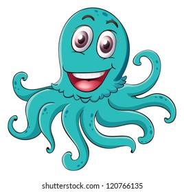 Illustration eines Tintenfisch auf weißem Hintergrund