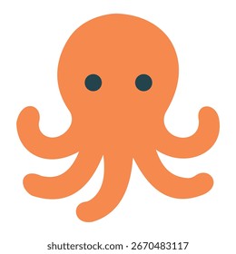 Ilustración de un pulpo en diseño plano naranja