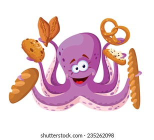 illustration of a octopus with pastry