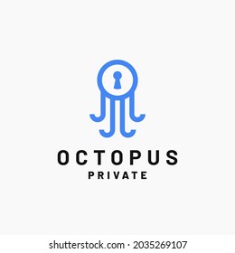 Illustration octopus Tentacle with Keyhole logo design