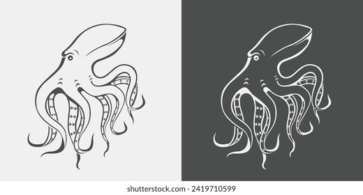 Ilustración del pulpo con vector tentáculo