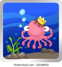 illustration of an octopus underwater background vector