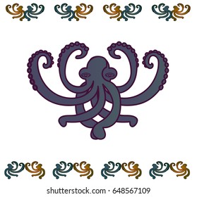 Illustration of octopuses are dancing. Dance-meditation. Vector