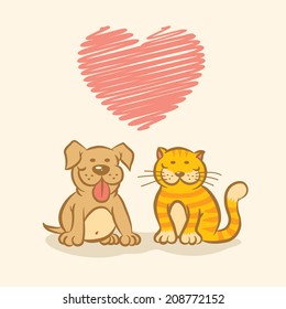 Illustration od a dog and cat