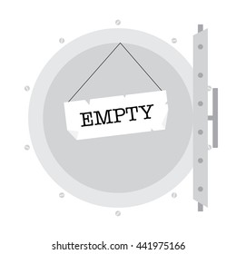 Illustration od economy crisis. Empty safe. 