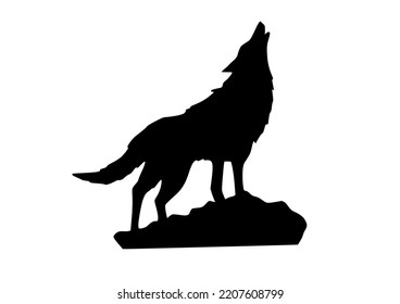 Illustration of, Black Wolf, Howling