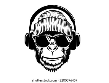 Illustration of, Music Monkey Headphone