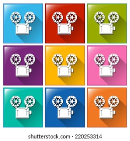 Illustration ofdifferent color of movie icons