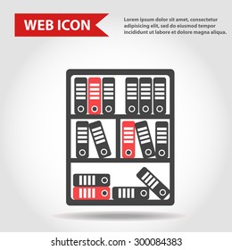 Illustration of office case, box with folders, web icon, vector.