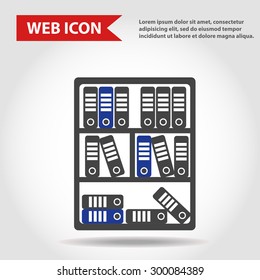Illustration of office case, box with folders, web icon, vector.