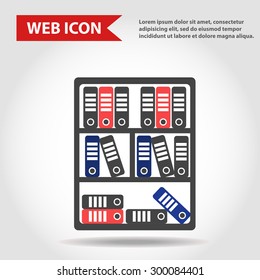 Illustration of office case, box with folders, web icon, vector.