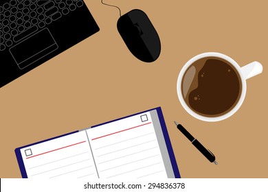 illustration of office desk