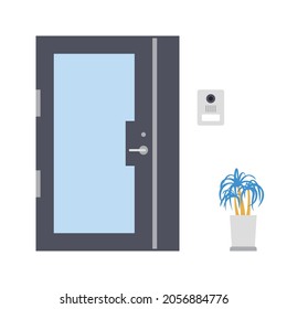 Ilustración de la puerta de la oficina y el intercomunicador