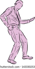Illustration of an office executive man guitar playing gesture