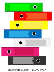Illustration of Office folders for documents stacked vertically on a white background