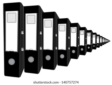 Illustration of office folders in perspective on white background