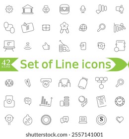 Illustration of office icon set on plain background