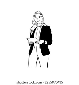 illustration of office lady at work