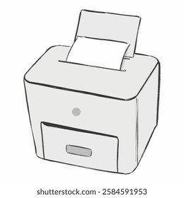 Illustration of Office Printer with Loaded Paper. Ideal for corporate workflow, office productivity, and business efficiency visuals.