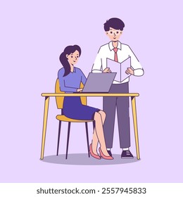 Illustration of Office Team Collaboration