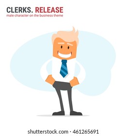 Illustration of office theme. vector illustration. Clerks. Release