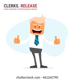 Illustration of office theme. vector illustration. Clerks. Release