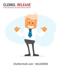 Illustration of office theme. vector illustration. Clerks. Release