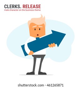 Illustration of office theme. vector illustration. Clerks. Release